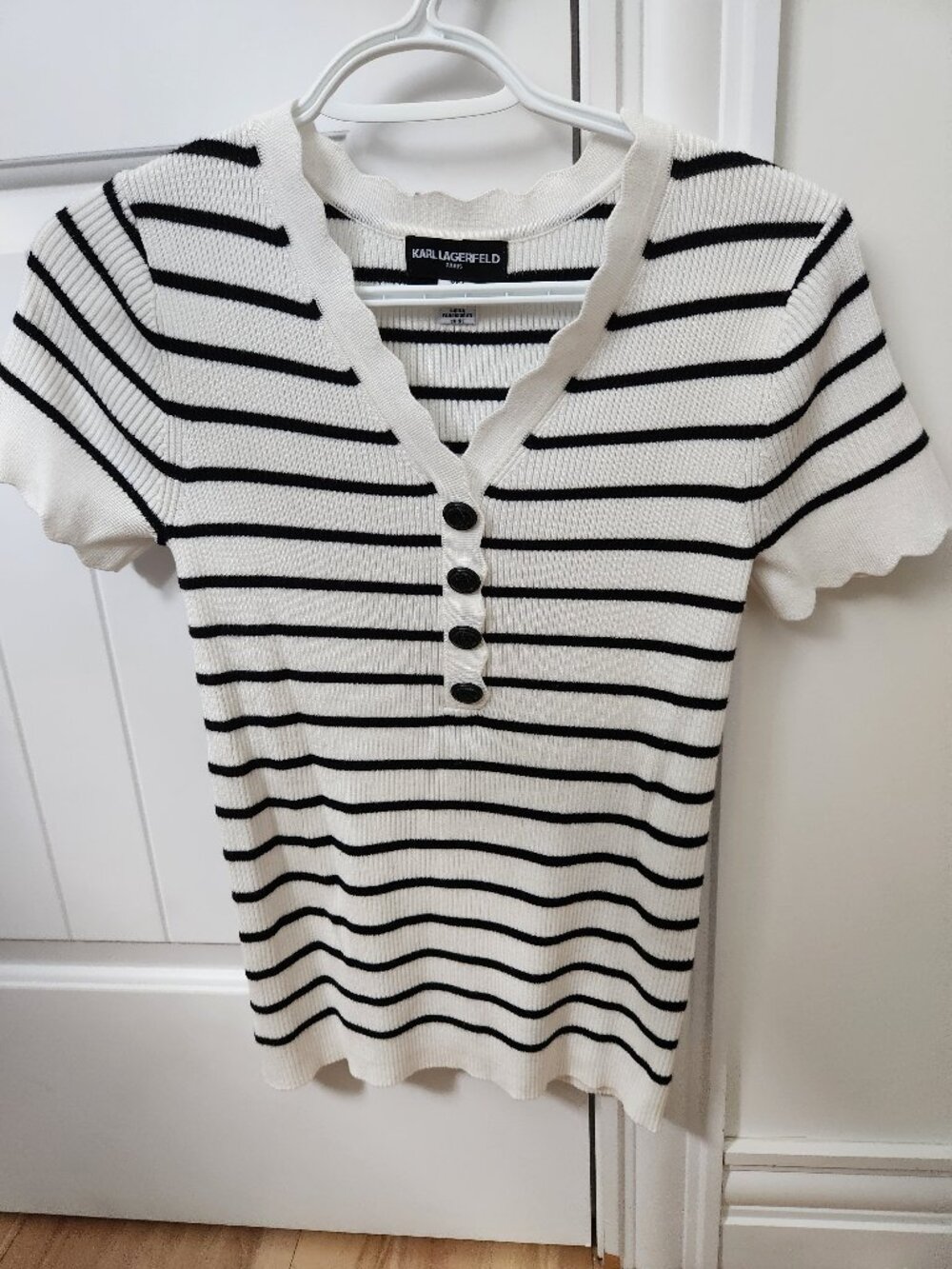 Karl Lagerfeld Short Sleeve Striped Top